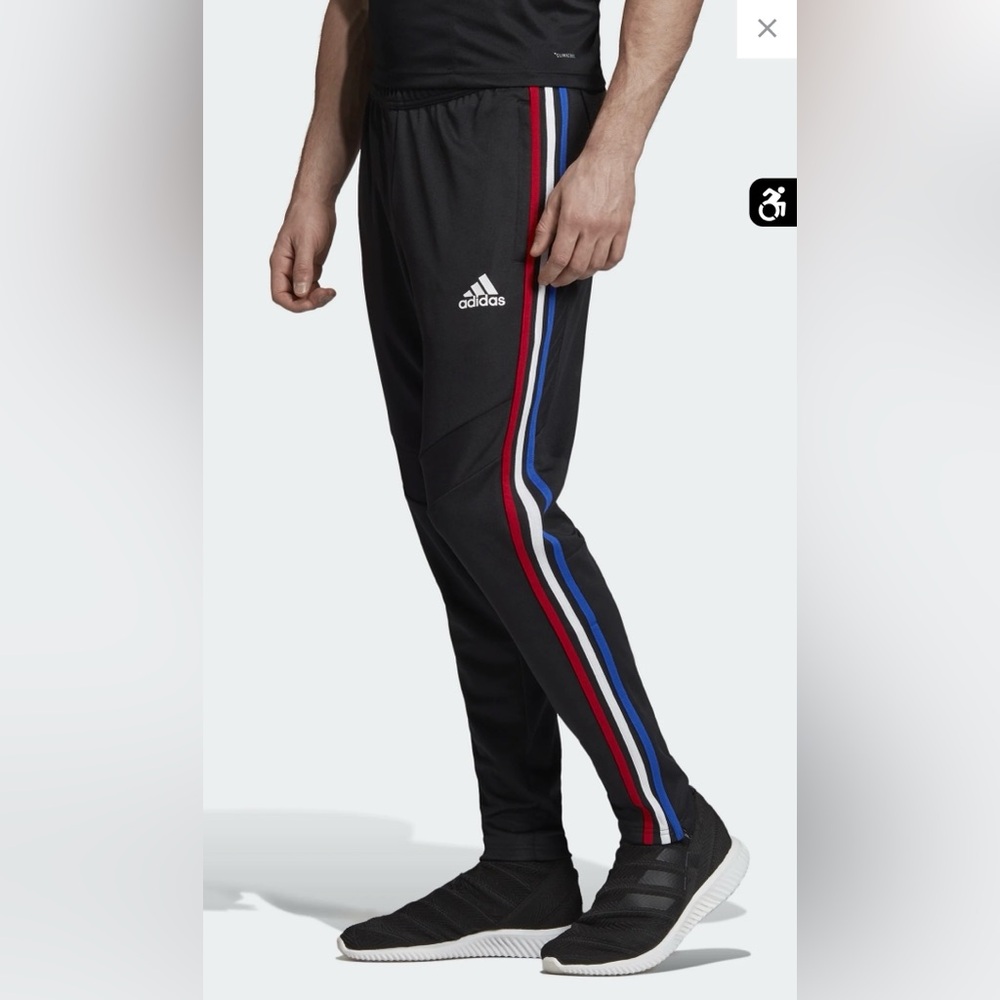 Adidas Men's Black Tiro 19 sport pants  with Red/white/Blue Stripes